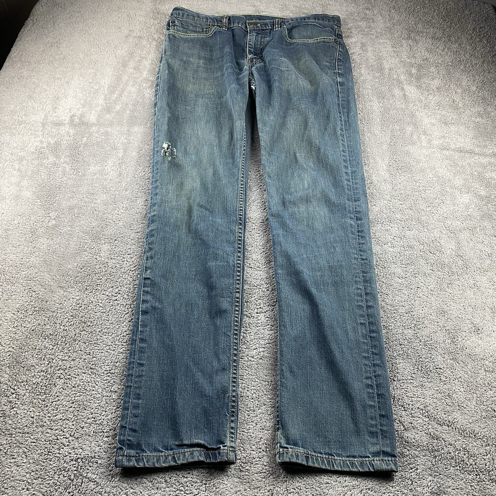 Levis 511 Slim Fit Straight Leg Jeans Mens 34x31 Green Blue Medium Wash Mid Rise